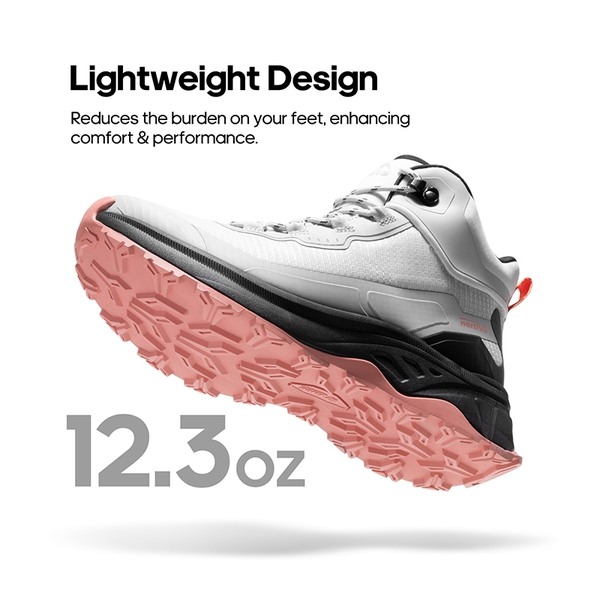 Women's Water-Resistant Lightweight Hiking Boots - GREY PINK - 2